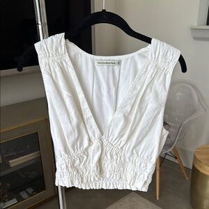 Abercrombie & Fitch White V-Neck Blouse